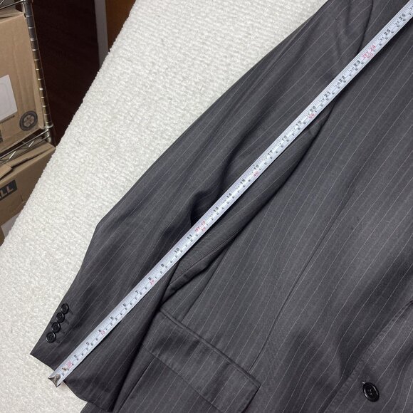 Men's Coppley x Harry Rosen 47W Brown / Grey Pinstripe Scabal Wool Sport Coat - Picture 11 of 16